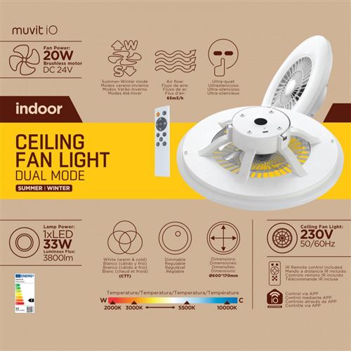 Lâmpada Inteligente de Teto Muvit iO LED Wi-Fi MIOCLF001