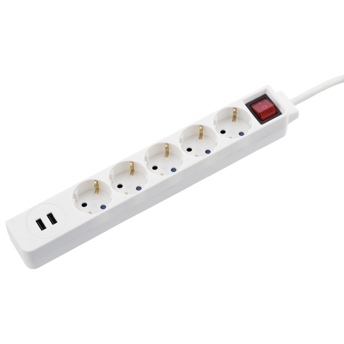 Extensão Elétrica Hama 5 Tomadas + 2 USB 1,4m (137350) Branco