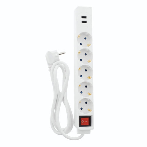 Extensão Elétrica Hama 5 Tomadas + 2 USB 1,4m (137350) Branco