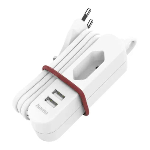 Extensão Elétrica Hama 2x USB-A 1x Tomada 1.9m (223203) Branco