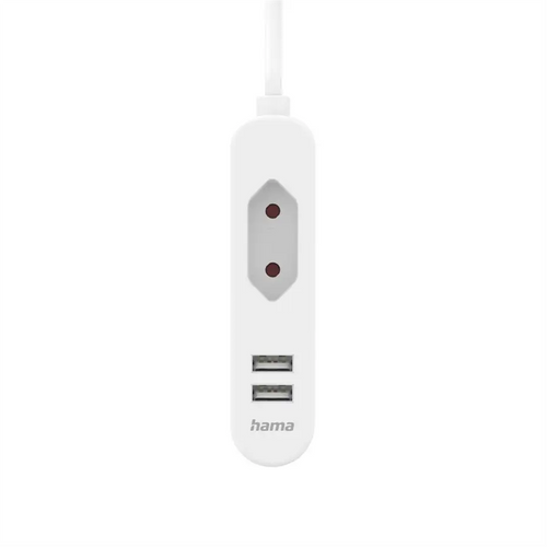 Extensão Elétrica Hama 2x USB-A 1x Tomada 1.9m (223203) Branco