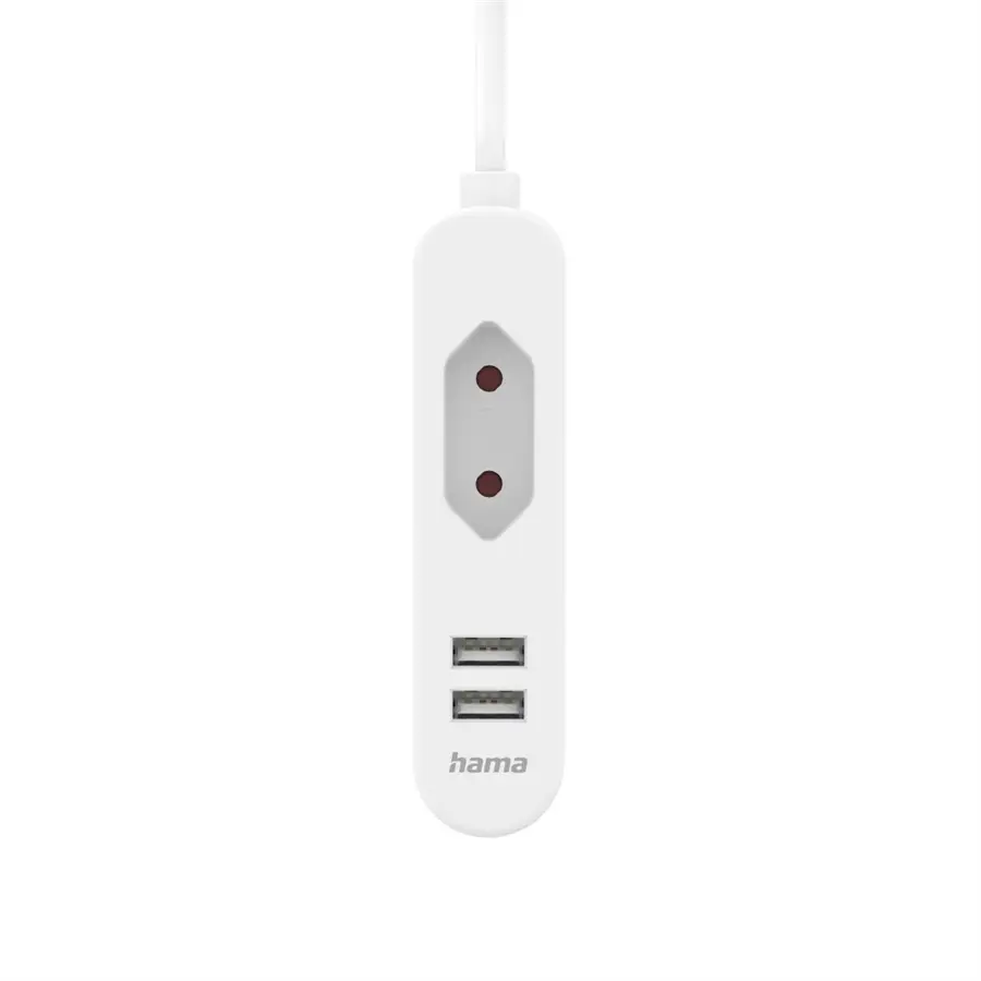 Extensão Elétrica Hama 2x USB-A 1x Tomada 1.9m (223203) Branco