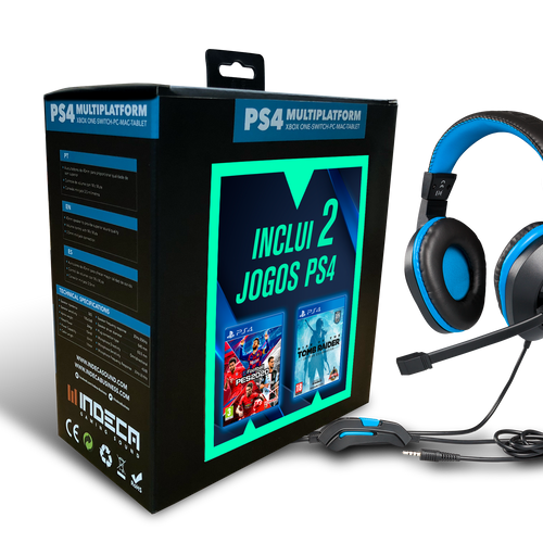Headset PS4 Ray + PES 2020 + Tomb Raider