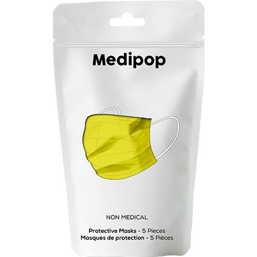 Máscara Descartável Medipop - 5 uni - Amarelo