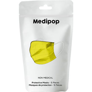 Máscara Descartável Medipop - 5 uni - Amarelo