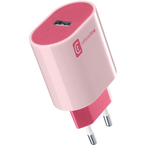 Carregador Cellularline Style Color ACHUSSBSMART12WP USB-A 12W Rosa