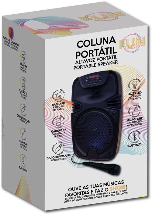Coluna Portátil  Karaoke com Microfone - Funtastic