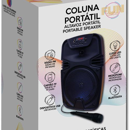 Coluna Portátil  Karaoke com Microfone - Funtastic