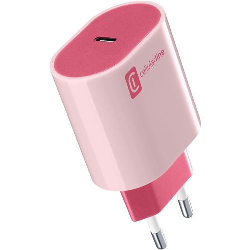 Carregador Cellularline Style Color ACHUSBCSMARTPD20WP USB-C 20W Rosa