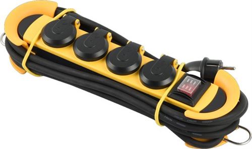 Extensão Elétrica Philips 4 Tomadas para exterior 4X2P 3M IP44 Preto / Amarelo