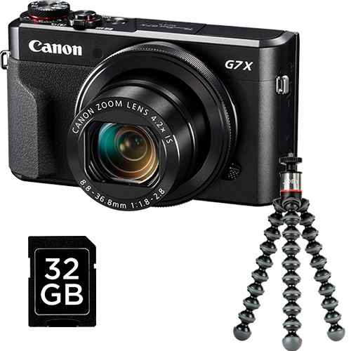 Máquina Fotográfica Compacta PowerShot G7 X Mark II + Cartão de Memória SD + GorillaPod 500