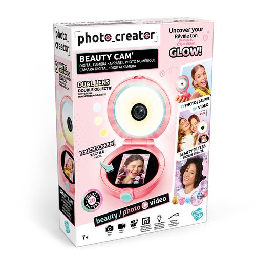 Canal Toys Câmara Digital Beauty Cam, Rosa, CLK092, 16GB, USB-C, 2.4" Tela, Anel Luminoso