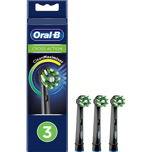 Recargas para Escovas de Dentes Elétrica Oral-B Cross Action com Clean Maximiser - Preto - 3 Uni.