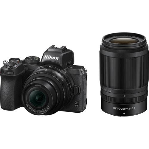 Máquina Fotográfica Mirrorless Nikon Z50 16-50mm + 50-250mm + Cartão de Memória SD 64GB