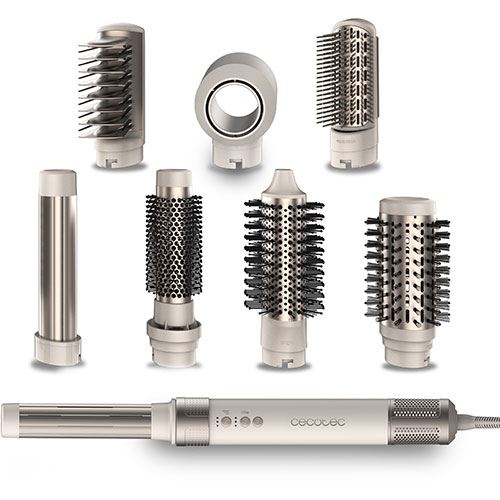 Modelador de Cabelo Cecotec CeramicCare AirGlam Champagne 8 em 1