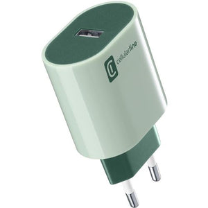 Carregador Cellularline Style Color ACHUSBSMART12WG USB-A 12W Verde