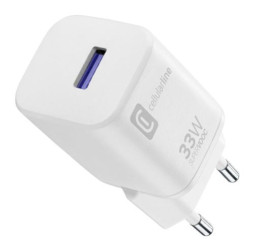 Carregador Cellularline SuperVOOC 1x USB-A 33W Branco