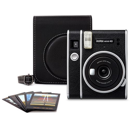 Máquina Fotográfica Instantânea Bundle Câmara Fujifilm Instax mini 40 + Carga Instax Mini Contact Sheet + Bolsa - Preto