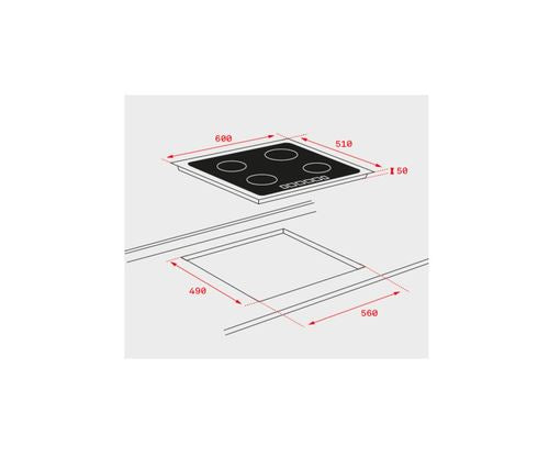 Placa de Indução Teka IZ 6420 | Elétrica | 60 cm | 4 Zonas | Preto