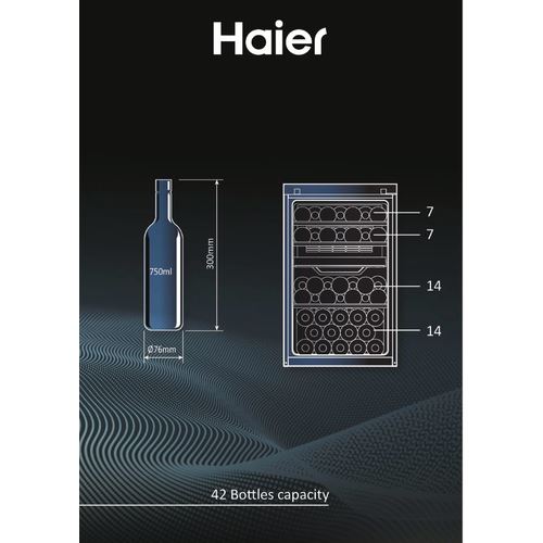 Cave de Vinho Haier HWS42GDAU1 | 82x49,7x58,5 cm | 42 Garrafas | G | Preto