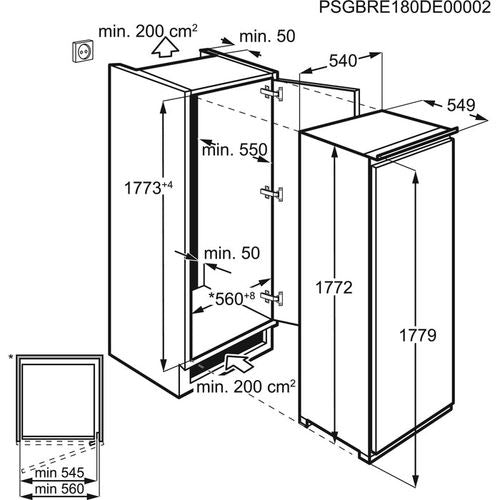 Arca Congeladora Vertical Encastrável AEG ABE818F6NS | 177,2x54x54,9 cm | 204 L | F | Branco