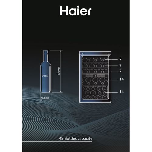 Cave de Vinho Haier HWS49GA | 82x49,7x58,5 cm | 49 Garrafas | F | Preto