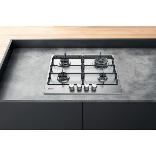 Placa a Gás Hotpoint PPH 60P D/IX | Gás Natural | 58 cm | 4 Zonas | Aço inoxidável