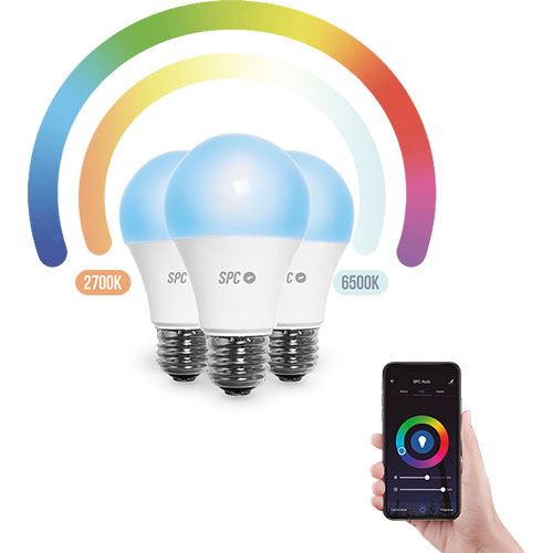 Lâmpada Inteligente SPC Aura 800 RGB E27 - 10W - 3 uni