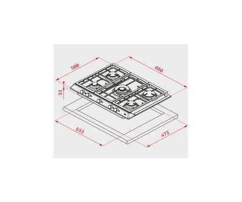 Placa a Gás Teka EX 70 1 5G AI AL DR BUT | Gás Butano/Propano | 68 cm | 5 Zonas | Aço inoxidável