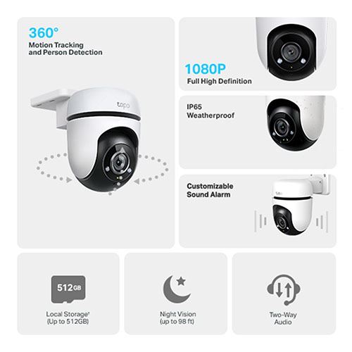 Câmara de Segurança Exterior Wi-Fi TP-Link Tapo C500 com Visão Noturna - FHD 1080 p