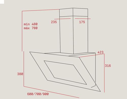 Exaustor de Parede Teka DVT 785 | 70x42,3 cm | 786 m³/h | A | Branco
