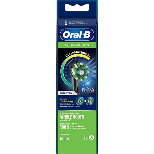 Recargas para Escovas de Dentes Elétrica Oral-B Cross Action com Clean Maximiser - Preto - 3 Uni.