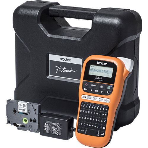 Máquina Rotuladora Profissional Brother PT-E110VP - Laranja