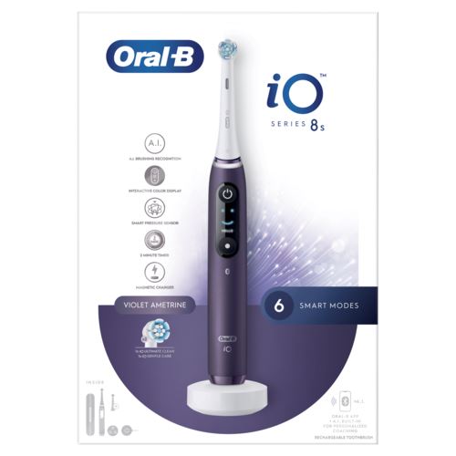Escova de Dentes Elétrica  Oral-B iO 8S + Estojo de Viagem - Violeta