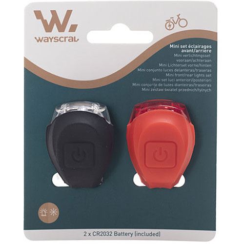 Conjunto de Luzes de Bicicleta Wayscral Danteira e Traseira - Preto e Vermelho