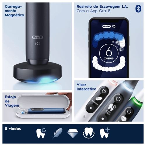 Escova de Dentes Elétrica Oral-B iO 7W + Estojo de Viagem - Branco