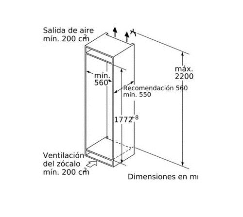 Frigorífico Encastrável Siemens KI81RAFE0 | 177,3x55,8x54,5 cm | 319 L | E | Branco