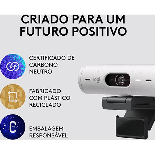 Webcam Logitech Brio 500 - FHD - Branco
