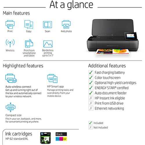 HP OfficeJet 250 Mobile AiO Wi-Fi - Preto