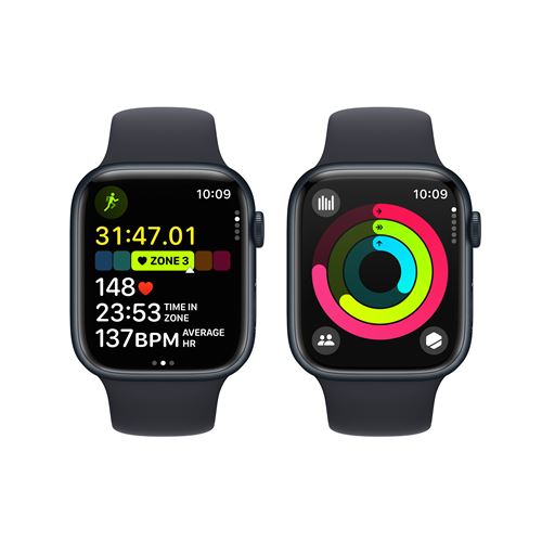 Apple Watch Series 9 GPS 45mm - Alumínio Meia-noite | Bracelete Desportiva Meia-noite - S/M
