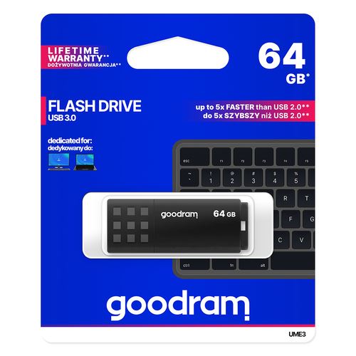 Pen USB 3.0 Goodram UME3 - 64GB - Preto