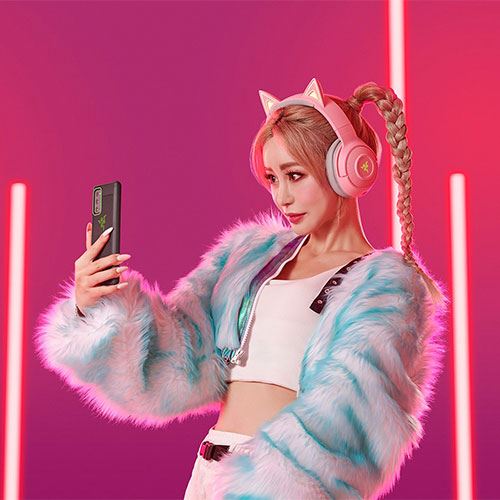 Auscultadores Gaming Bluetooth Razer Kraken - Kitty Edition - Quartz