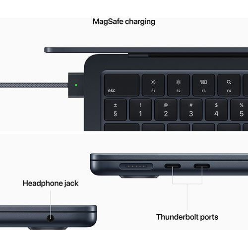 MacBook Air 13'' | 2022 | M2 | 8GB | 256GB SSD | GPU 10-Core | AC USB-C 35 W | Meia-Noite