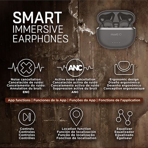Auriculares Bluetooth TrueWireless Muvit IO 004 - Preto