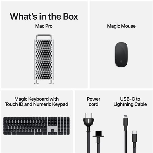 Mac Pro | 2023 | M2 Ultra 24-Core | 128GB | 1TB SSD | GPU 76-Core | Estrutura com Rodas | Prateado