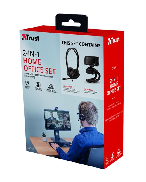 Conjunto Trust Webcam + Auscultadores Doba 2-in-1 (24036)