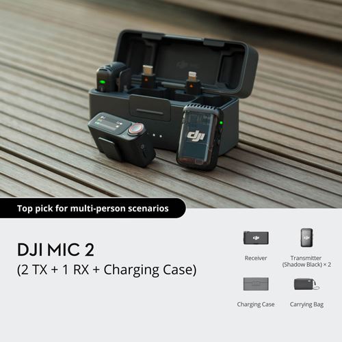 Microfone de Lapela Dji 2 2 TX + 1RX + Carregador