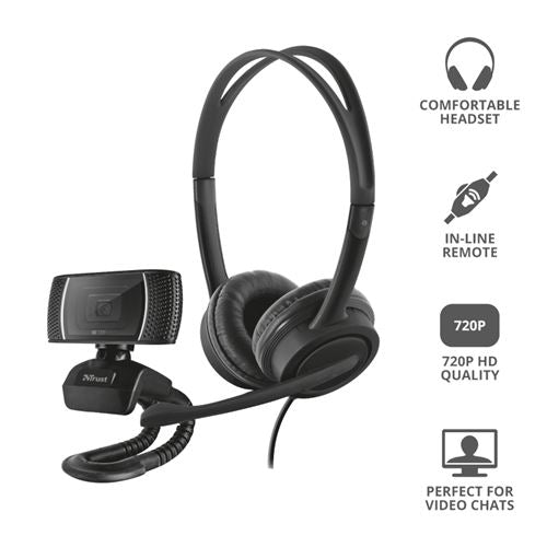 Conjunto Trust Webcam + Auscultadores Doba 2-in-1 (24036)