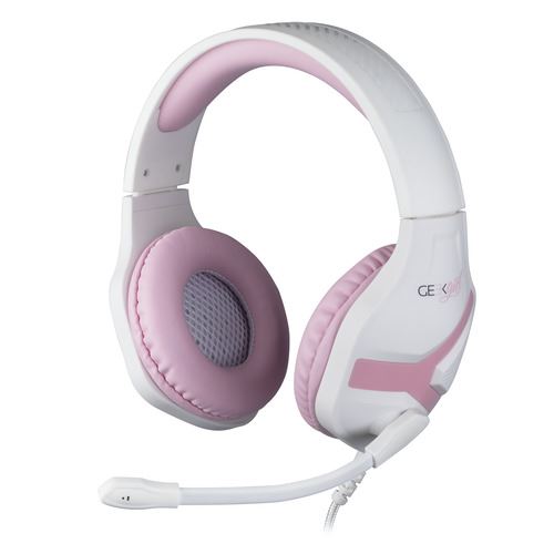 Auscultadores Gaming Konix Geek Girl Crystal (PS4/PS5/Xbox One/Switch/PC) - Branco / rosa