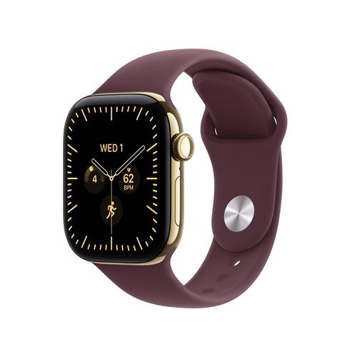 Apple Watch Series 12 Celular - 42mm - Titânio Dourado Radiante | Sport Band - Bordô - M/L